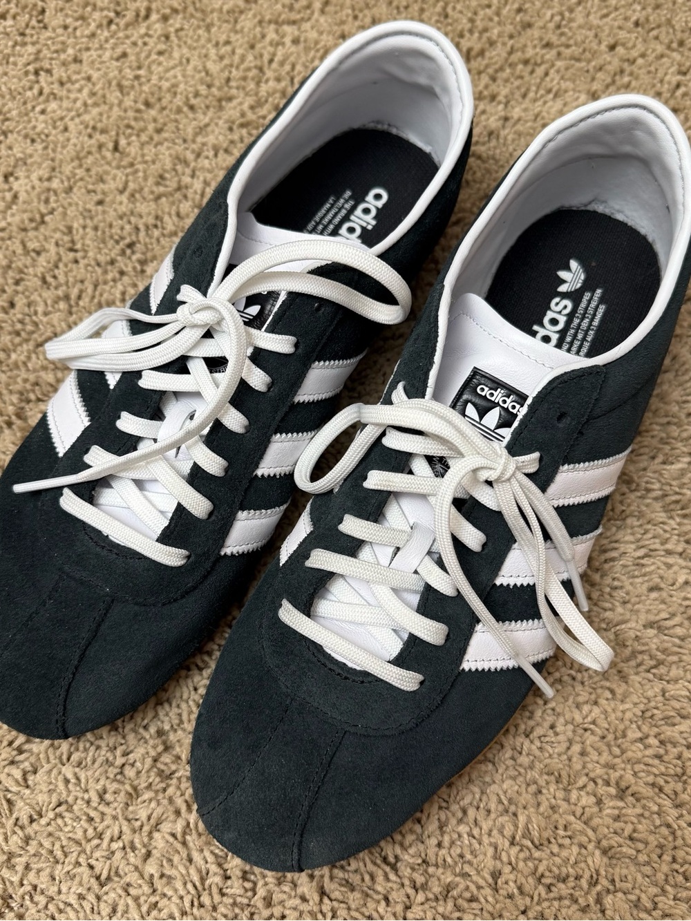 adidas Men’s Black Suede Sneakers with White Stripes